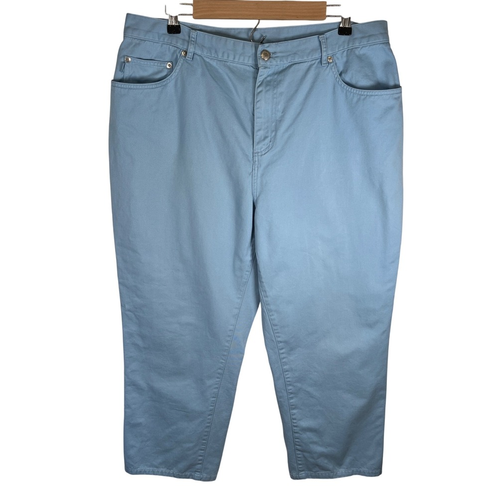 Lauren Jeans Co Ralph Lauren Womens Blue Cotton‎ Straight Leg Crop Jeans 16W